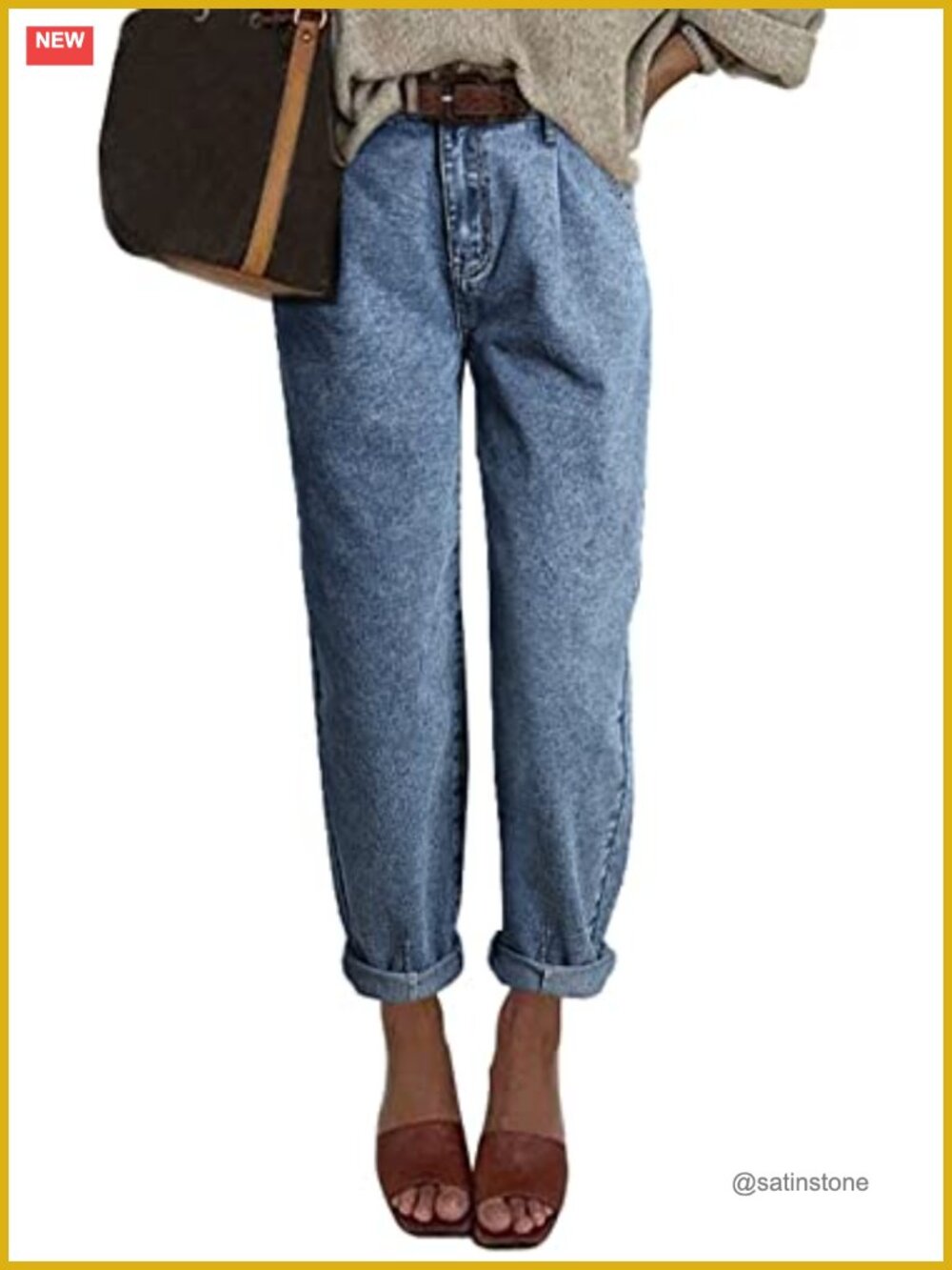 High Waisted Baggy Boyfriend Barrel Jeans Stretch Denim